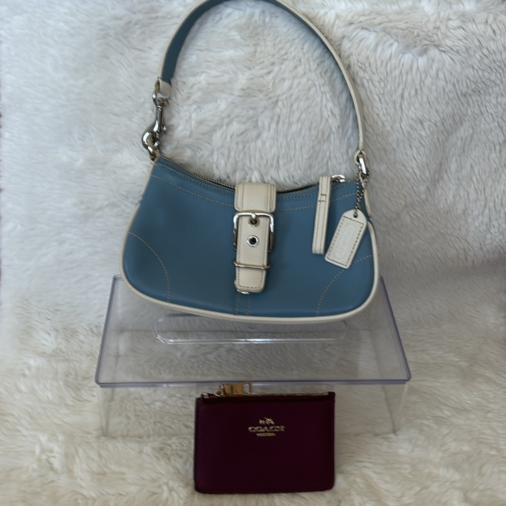 Coach leather shoulder bag and card purse